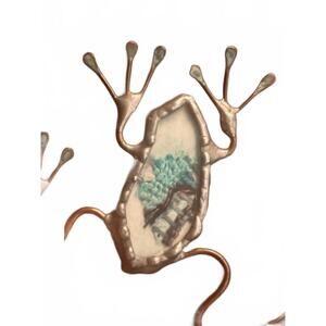 Handcrafted Metal and Stone Frog Figurine